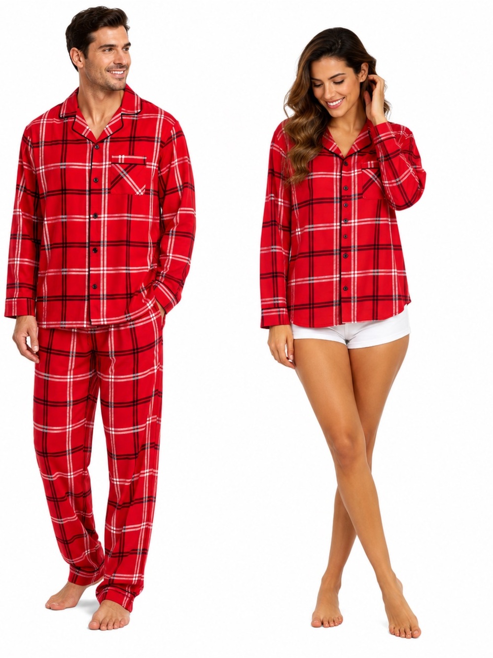 Family Red Plaid Pajama Bundle 3 Pc Set L Pants M & L Tops